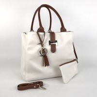RIVIERA by BONDBERY® | Handtasche aus Leder in Cremeweiß | Foto 01