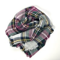 BONDBERY® Country Collection | XL Schal kariert in rosa grün grau gelb 05